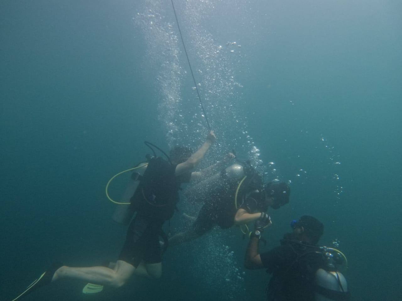Scuba Divers Line Descent