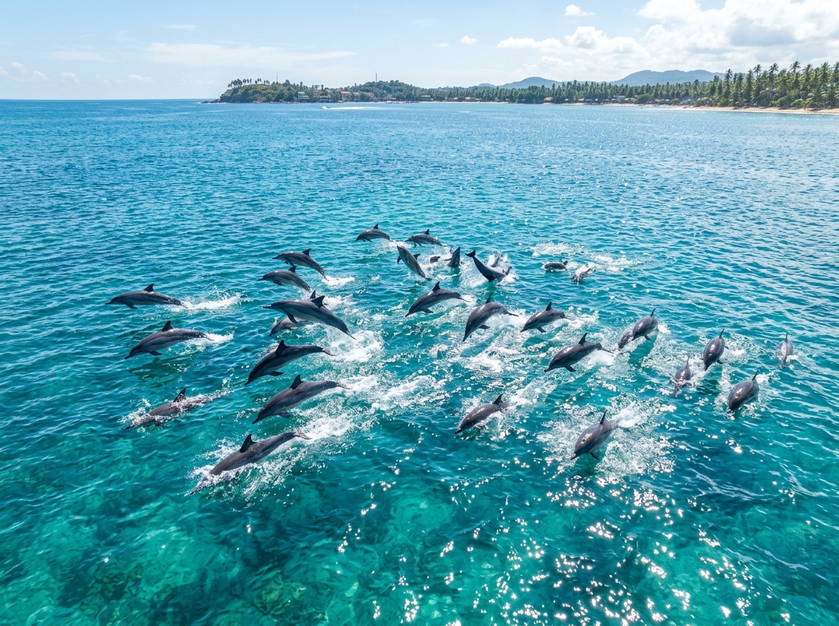 Spinner Dolphins leaping in ocean waters
